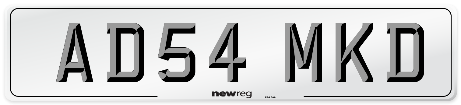 AD54 MKD Number Plate from New Reg